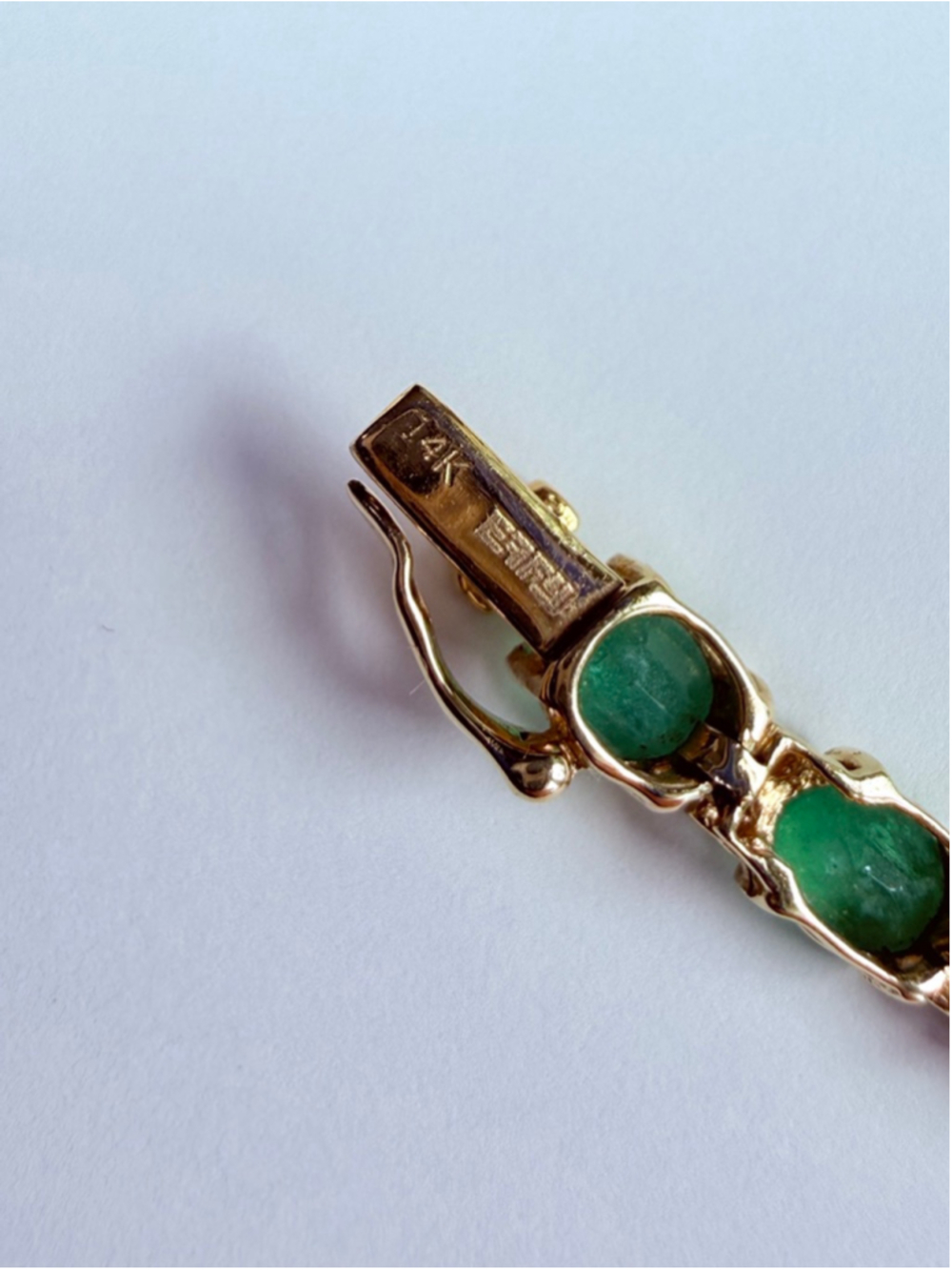 14K Solid Yellow Gold EFFY Colombian Emerald & Diamond Tennis Bracelet $7250 - Picture 9 of 11